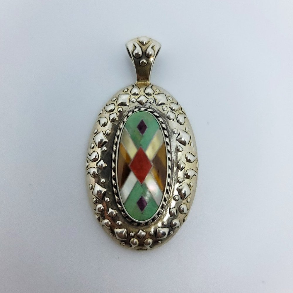 Mosaic Gemstone & Sterling Pendant by Relios